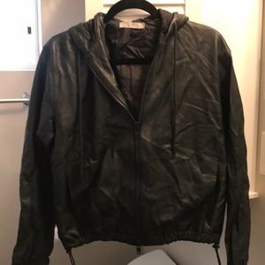 Vince hooded leather jacket